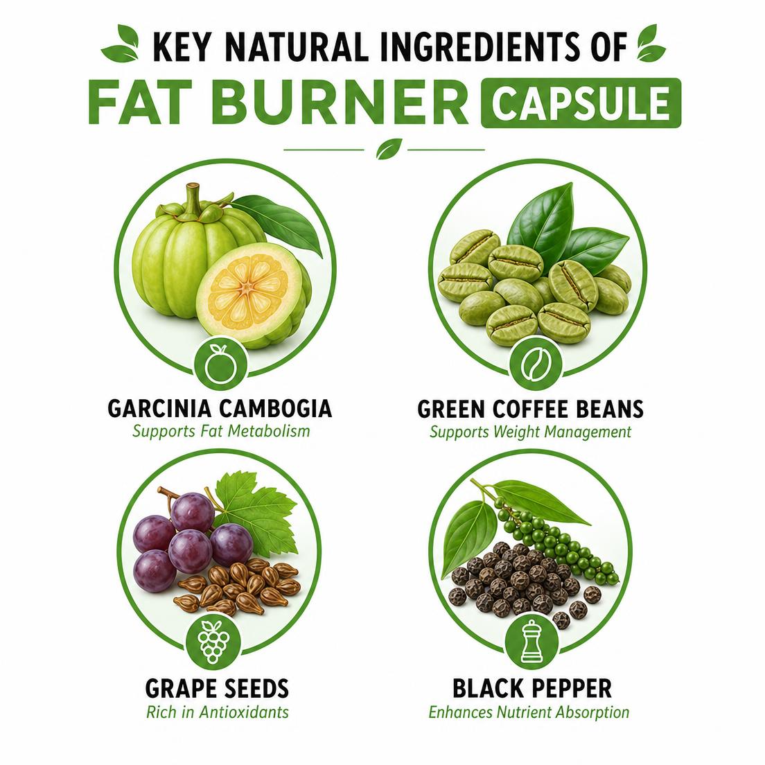 Garcinia Cambogia, green coffee, grape seed and black pepper extracts