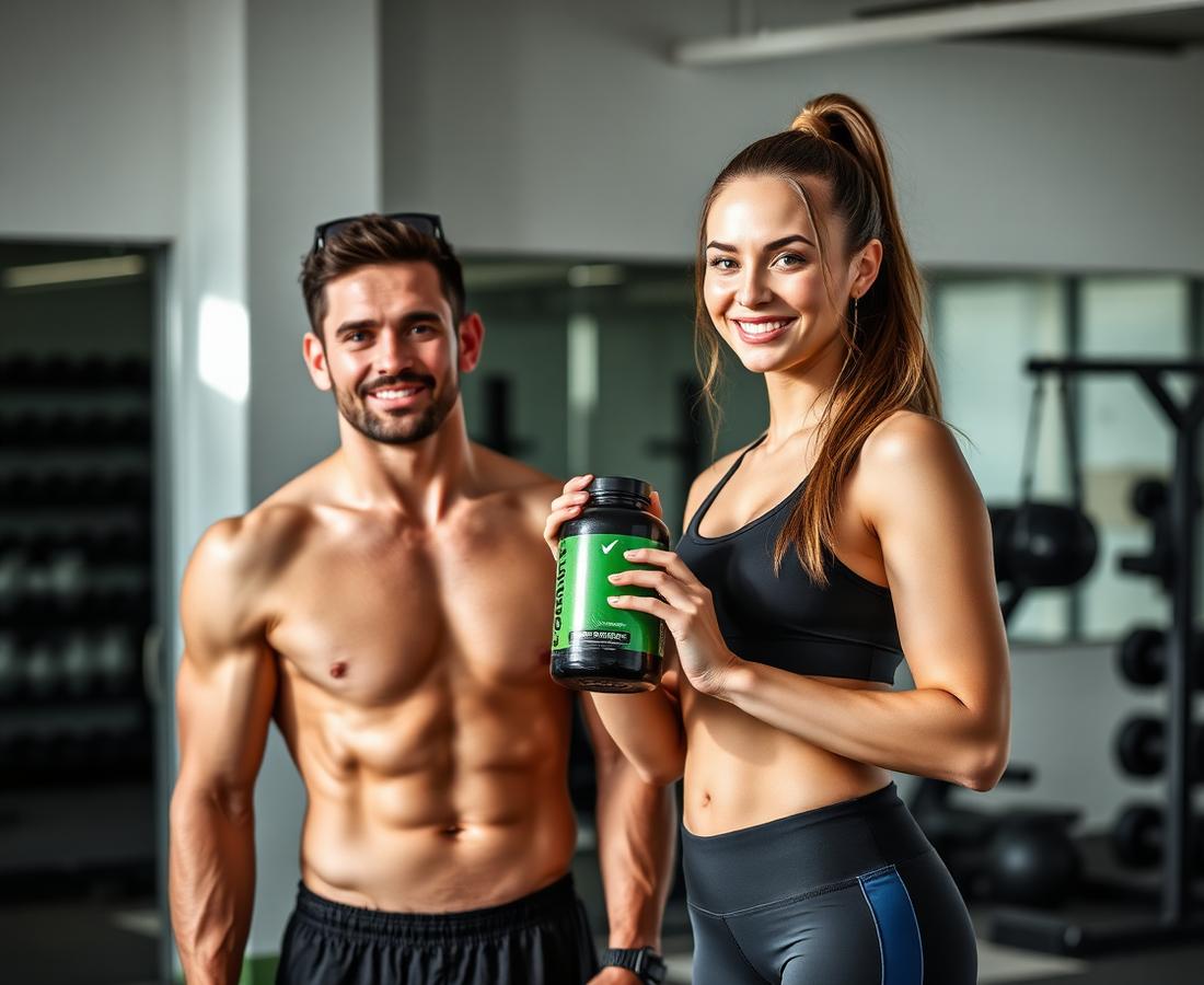 Active couple with Bellyboon Fat Burn at the gym